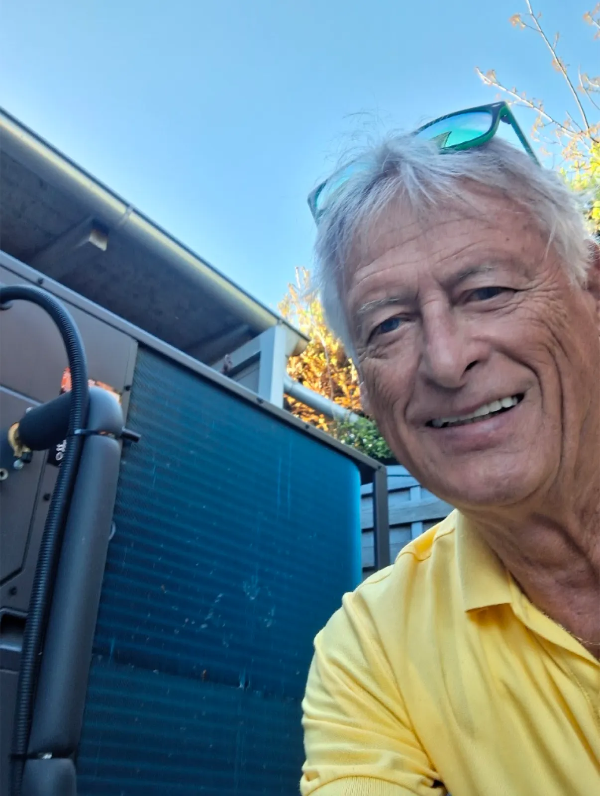 Neu installierte Wärmepumpe beim Kunden vor Ort.