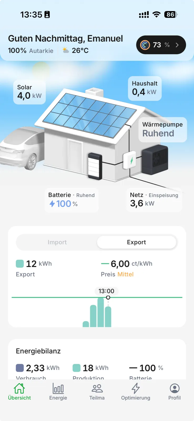 Optima App – Energiemanagement in Echtzeit